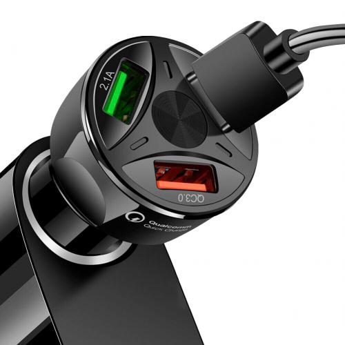 Швидка автомобільна зарядка 3 USB в прикурювач QC 3.0