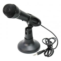 Микрофон для караоке на компьютере 3.5 мм с подставкой