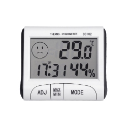 Комнатный термометр с гигрометром и часами DC102