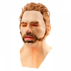 Латексная маска лицо мужика с волосами и бакенбардами