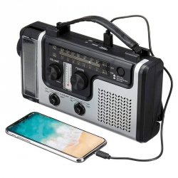 Динамо радио с фонариком на солнечной батарее с повербанком