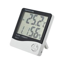 Цифровий термометр з гігрометром і годинами HTC-1