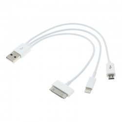 USB кабель для зарядки iPhone 3 в 1 (30 pin, 8 pin, Micro Usb)