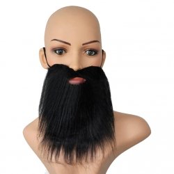 Искусственные накладные борода и усы для карнавала (длина 20 см)