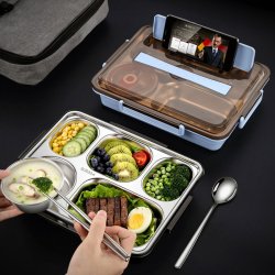 Контейнер для еды lunch box с подставкой для телефона